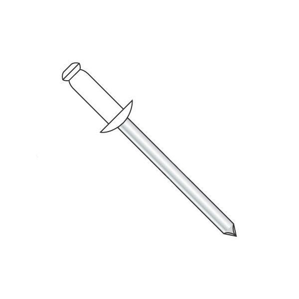 Newport Fasteners Blind Rivet, Dome Head, 1/8 in Dia., 0.40 in L, Aluminum Body, 10000 PK 191174 - main